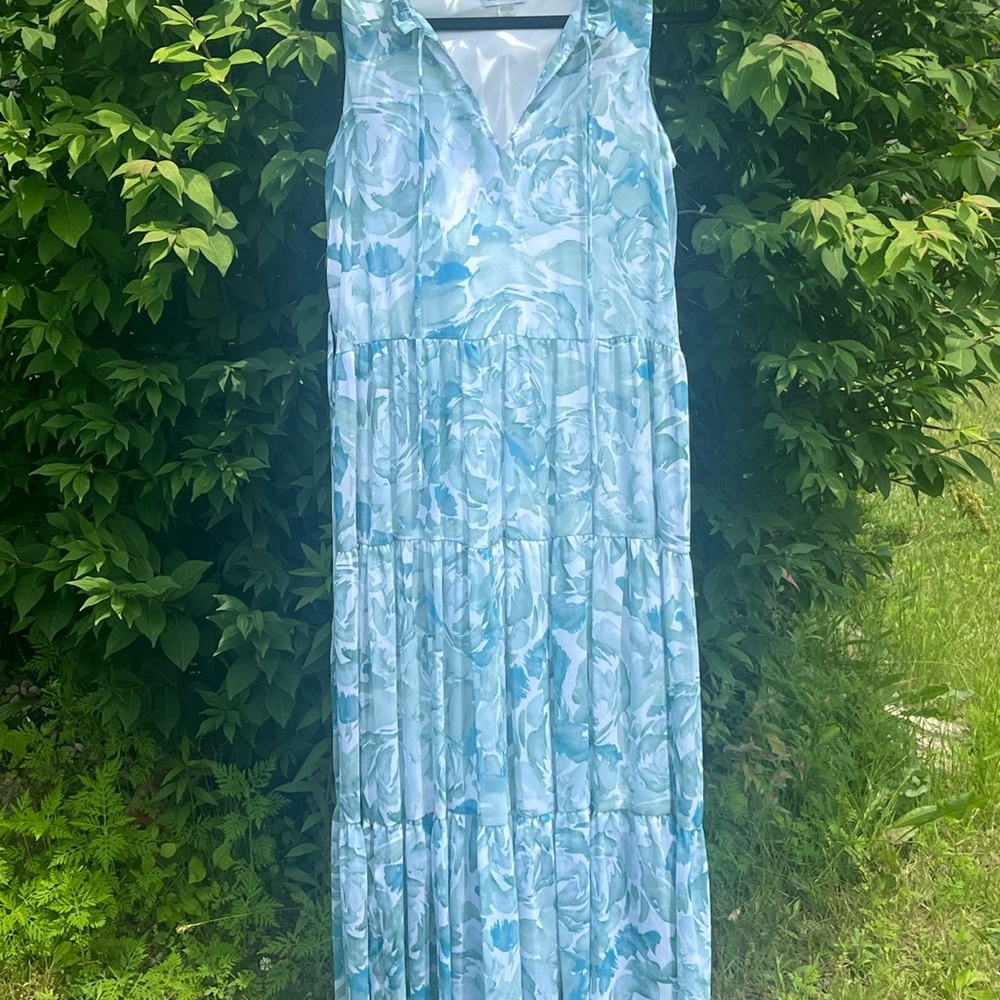 Calvin Klein Light Blue Floral Maxi Dress - Picture 1 of 7